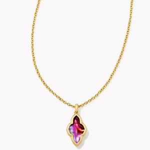 Kendra Scott Framed Abbie Gold Short Pendant Necklace Lght Burgundy Illusion NWT
